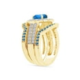 thumbnail image 4 of AFFY Simulated Blue Topaz & White CZ Halo Engagement Bridal Ring Set In 14k Yellow Gold Over Sterling Silver Ring Size-8.5, 4 of 6