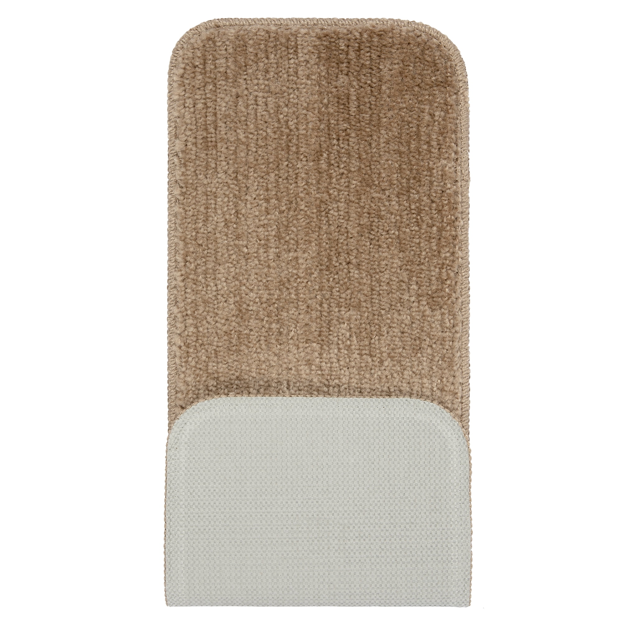 Ottomanson Softy Washable Non-Slip Rubberback Solid 9" x 26" Indoor Stair Treads, 7 Pack, Camel