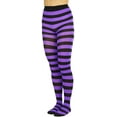 thumbnail image 3 of ToBeInStyle Women's Full Footed Wide Striped Tights - Black And Purple, 3 of 6