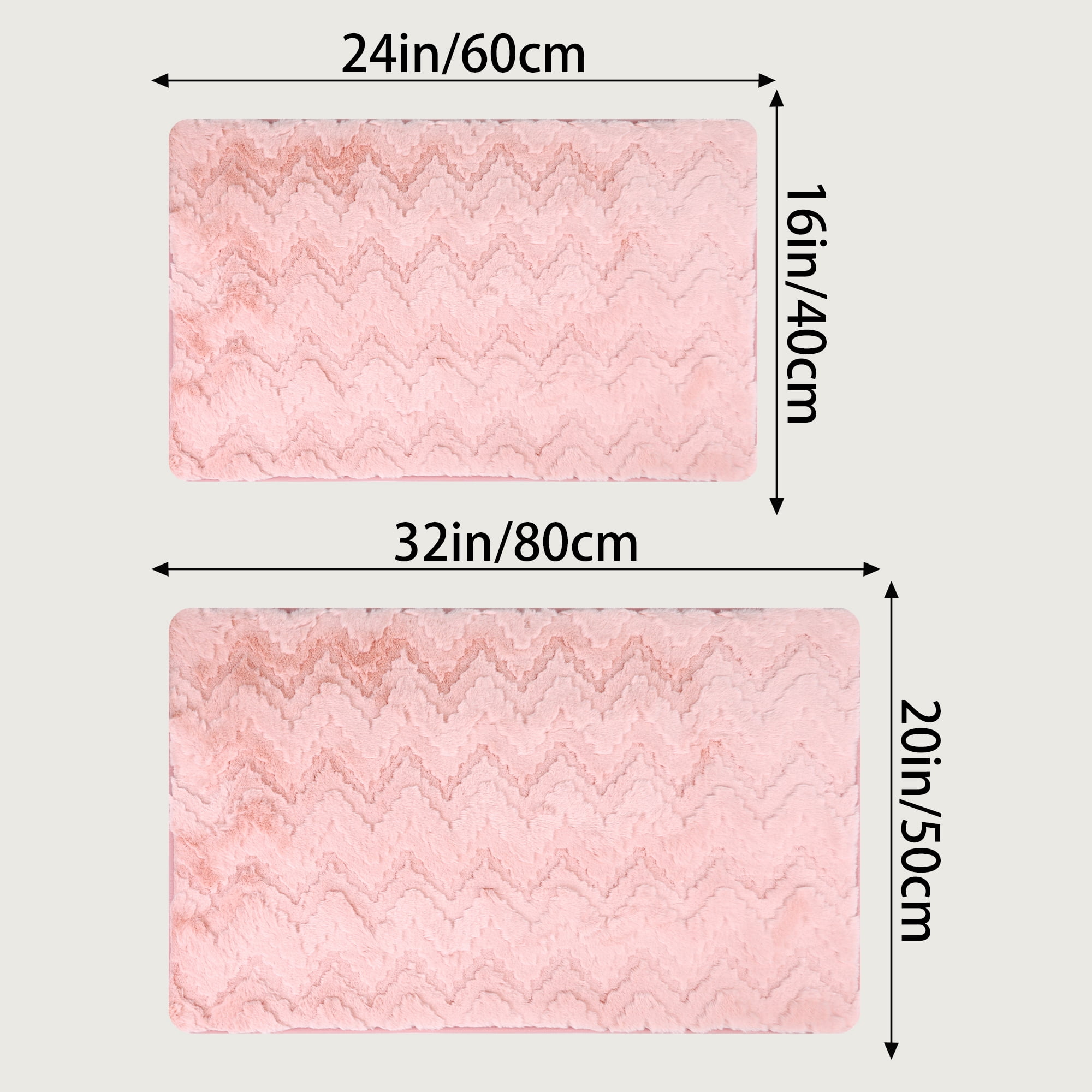 Unique Bargains Bath Mat Absorbent Non-Slip Backing Quick Dry Bath Rugs Pink 20" x 32"