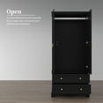 thumbnail image 6 of CBJCBJ 72" Wooden Armoire Wardrobe | Large Capacity Bedroom Clothing Storage Cabinets  With 2 Drawers and 2 Doors + Clothes Hanging Rod |   Bedroom Clothing Armoires Black, 6 of 11
