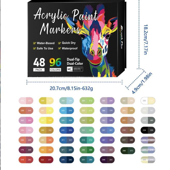 Dual Tip Acrylic Paint Pen Marker, Water-Based Paint Pens for Rock Painting, Ceramic, Wood, Canvas, Fabric, Glass - 20ml DIY Craft Art Markers