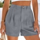 thumbnail image 2 of Pantalones Cortos de Ajuste Suelto para Mujeres Moda Casual Alta Cintura de Lino Mezcla Pantalones Cortos con Bolsillos, Poliéster Suave Recto Sólido Fondo de Verano para Diario, 2 of 6