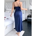 thumbnail image 5 of Womens Fashion 2026 Long Satin Nightgowns for Women Blue High Slit Dress 2 Pieces Deep V Sexy Elegant Lace Cami Maxi Dress with Panty, 5 of 6