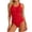 Red, variant on JSGEK Womens Swimsuit Set Halter Neck Design Lace Up Back High Waist Silhouette Tummy Control Quick Dry Fabric for Beach Vacations Black M