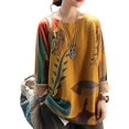 thumbnail image 2 of Sweater for Women Oversized Knitted Sweaters Long Sleeve Vintage Graphic Crew Neck Loose Pullover Tops Fall Sweater Multicolour L, 2 of 6