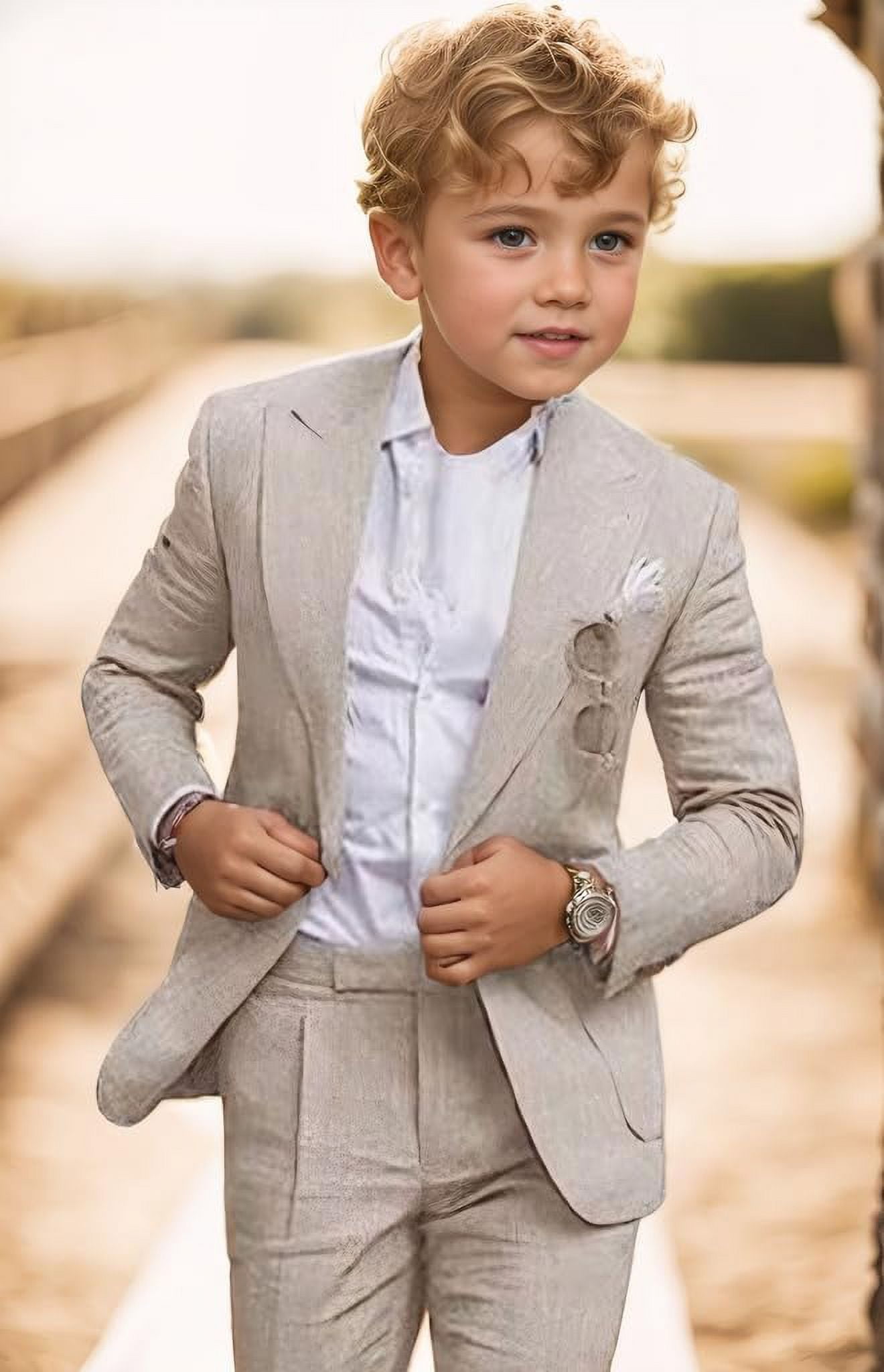 Boys PC Boys Summer Suit for Beach Wedding Kids Linen Suit Boys