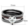 thumbnail image 2 of IP Light Black (IP Gun) & IP Dark Brown (IP coffee) Stainless Steel Ring with AAA Grade CZ in Clear for Women Clear Stone Color Style TK1274DC Size 5, 2 of 5