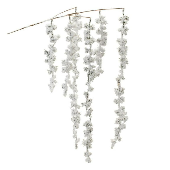 Melrose 91082DS 25 in. Plastic Snowy Hanging Berry Branch, White & Green - Set of 2