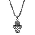 thumbnail image 6 of SteelTime Men's 18K Black Ion Plated Stainless Steel Basketball Hoop Chain Pendant Necklace, 6 of 6