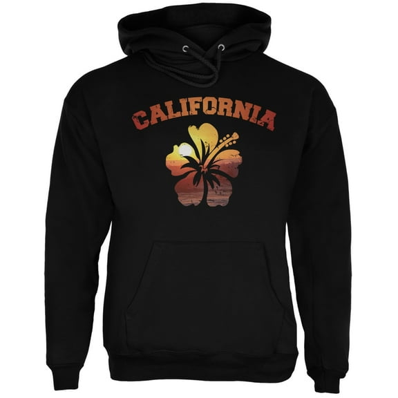 California Hibiscus Black Adult Hoodie - Small