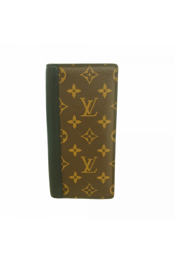 Pre-Owned Louis Vuitton Monogram Macassar Portefeuille Brazza Long Wallet M69410 Brown Black...