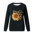 thumbnail image 4 of HKEJIAOI Chandail Graphique Tournesol Femme Manches Longues T-Shirt Décontracté Col Rond chandail Ample, Noir P, 4 of 4