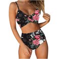 thumbnail image 2 of Traje de baño de dos piezas para mujer, cómodo, con pecho alto, en contraste OAVQHLG3B Store lin121212, 2 of 4