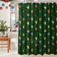 thumbnail image 6 of Shower Curtain 66"W x 72"L Christmas Colorful Balls Red Berry Leaves Green Fabric Shower Curtains Set with Hooks Water Repellent Bathroom Curtains Machine Washable Bathroom Accessories, 6 of 9