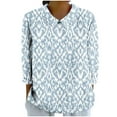 thumbnail image 2 of Teissuly Women's Casual Retro Style Casual Print 3/4 Sleeve Top V Sleeve Top/shirt, 2 of 5
