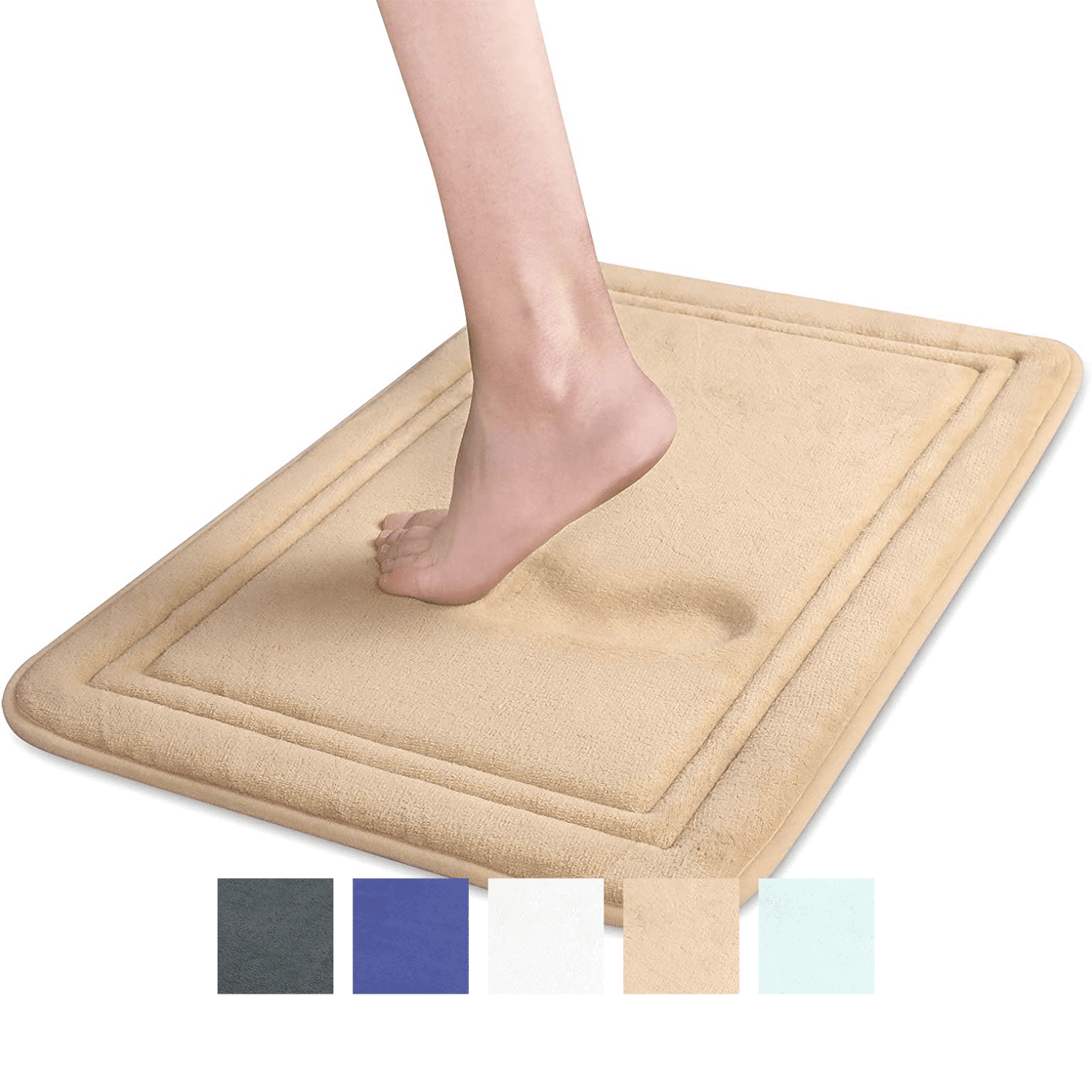 Bathroom Rugs, Memory Foam Bath Mat, Beige, 16 x 24", ITSOFT - Walmart.com