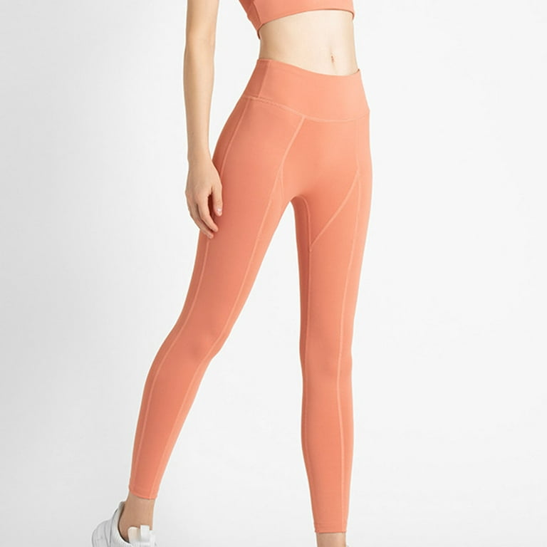 JWZUY High Waist Yoga Pants Tummy Control Workout Running Yoga Leggings  Orange S 