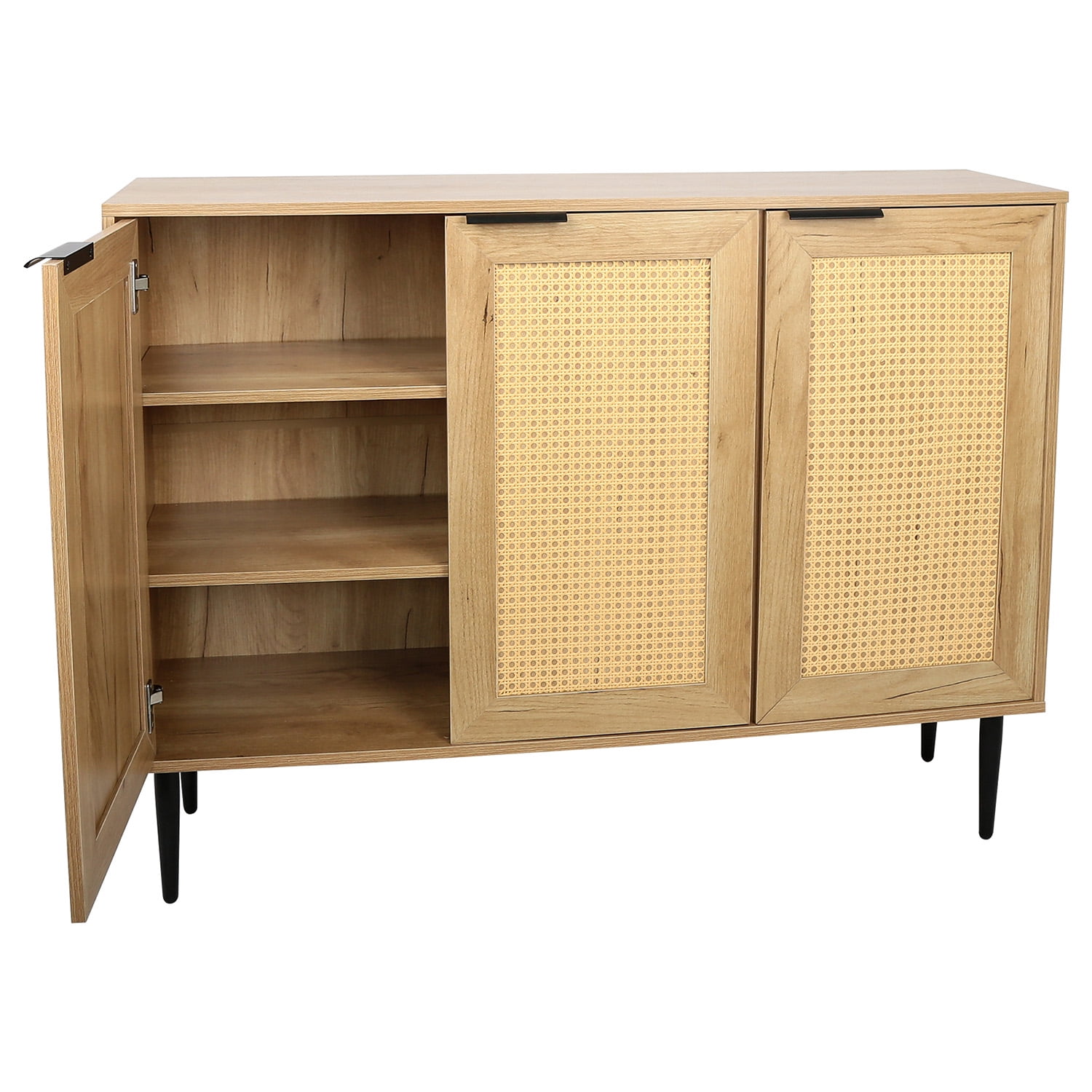 Kadyn 47.24" Wide Kitchen Buffet Storage Cabinet with 3 Rattan Doors, Sideboard Buffet Cabinet for Bedroom Living Room with 3-Tier Shelving, Natural Kadyn 47.24" Wide Kitchen Buffet Storage Cabinet with 3 Rattan Doors, Sideboard Buffet Cabinet for Bedroom Living Room with 3-Tier Shelving, Natural