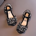 thumbnail image 4 of LAICAIW Chaussures de Danse Mode Printemps et Été pour Filles Chaussures de Performance Robe de Princesse Semelle Plate Perle Légère Paillettes Bout Rond Respirant et Confortable Sandale pour Tout-Petits Filles (Noir-A, 1 Grands Enfants), 4 of 6