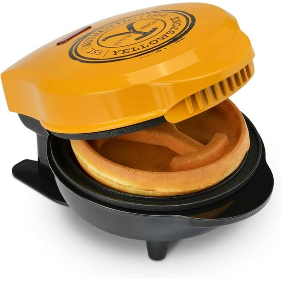 Yellowstone 4" Waffle Maker - Mini Round Waffle Machine with Nonstick Cooking Plates, Indicator Light & Convenient Cord Wrap - Easy Cleanup