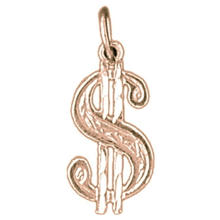 14K Rose Gold Dollar Sign Pendant - 20 mm