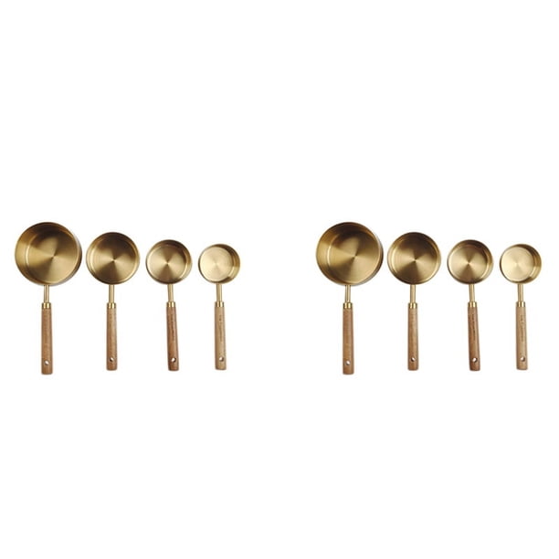 Juego de 2 cucharas medidoras con mango de madera, de acero inoxidable, para hornear, accesorios de cocina 1