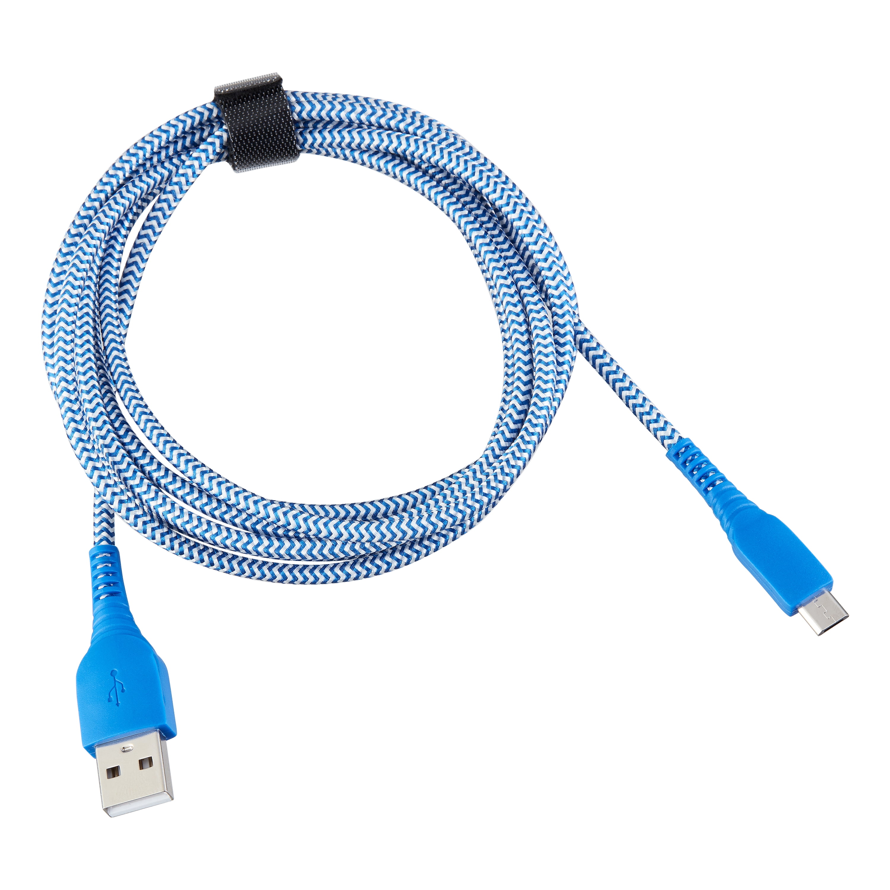 onn. 6' Braided Micro-USB to USB Cable, Blue