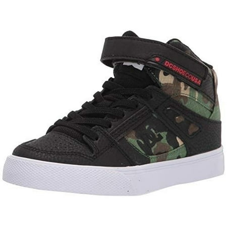 

DC Kids Pure High Top Ev Skate Shoes with Ankle Strap and Elastic Laces Black Camo