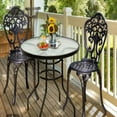 thumbnail image 3 of Spaco 27.5 Inch Round Patio Dining Table, Dining&nbsp;Table with Rippled Tempered Glass Top for Patio, Garden, Backyard, Black, 3 of 6