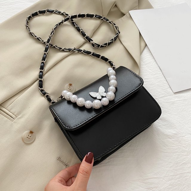 Bolsa Moda PU Crossbody Mujeres Pearl Butterfly Shoulder Satchel (Negro) Ehuebsd Para Estrenar