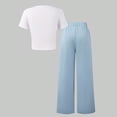 thumbnail image 4 of Girls Fashion Outfit Set: Short Sleeve Letter Print Top + Wide Leg Pocket Pants, 8-11 Years, 4 of 6