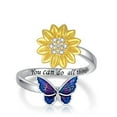 thumbnail image 3 of Sunflower Butterfly Ring – Adjustable Silver Resizable Nature Jewelry, 3 of 4