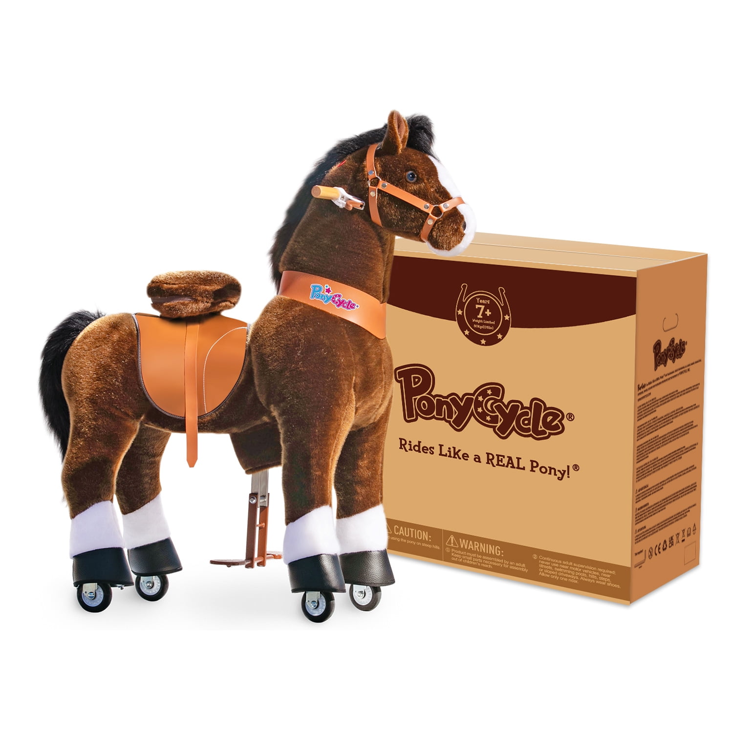 PonyCycle Ride on Horse Toy Walking Horses with Brake Size 5 for Age 7 Ride Horse Giddy up Pony Toy Chocolate Brown Ux521