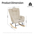 thumbnail image 2 of Nursery Rocking Chair,Teddy Upholstered Glider Rocker Rocking Accent Chair Padded Seat with High Backrest Armchair for Living Room,Beige, 2 of 6