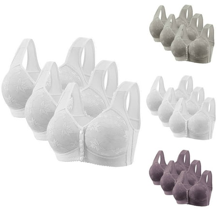Daily Deals Xdegoge Senior Bras for Women Front Closure Easy 3 Pack Plus Size 44D Underwire Bras for Women Push Up Full Coverage Bralette White XL Top Deportivo Returns and Refunds My Orders Clothes