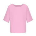thumbnail image 4 of Delliss Girls Summer Linen Round Neck Short Sleeve Tees Casual Loose Fit Tees Casual Crewneck Tops, 4 of 6