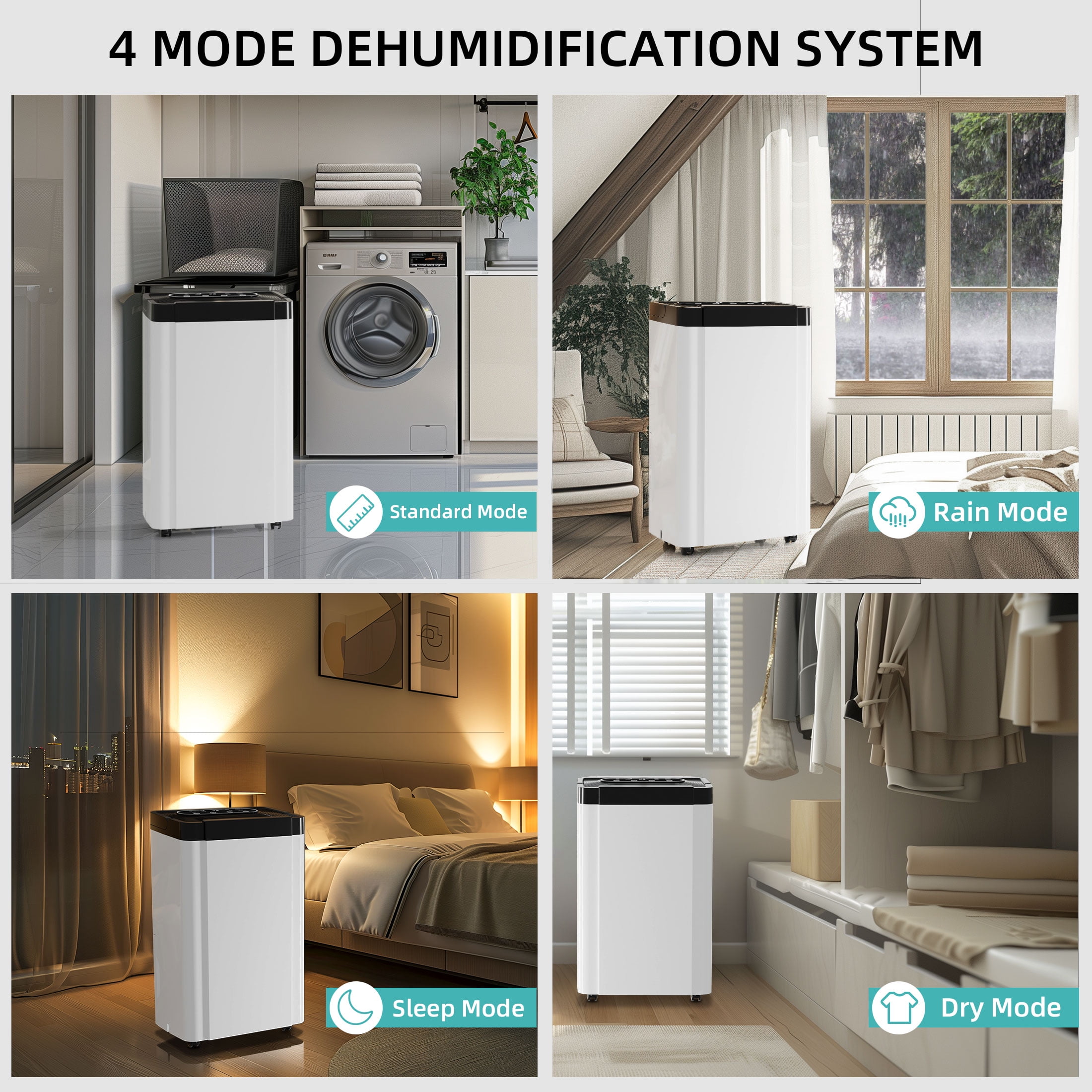 Rocyis Dehumidifier, 70 Pint, Suitable for 4,500 sq. ft. Home, Auto Shut Off, 0.8 gal Capacity, 360-degree RH (19 Pint DOE)