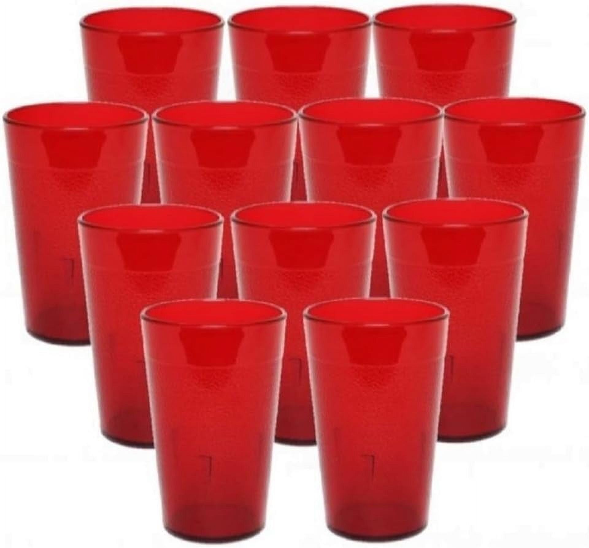 Restaurant Grade, BPA-Free 12oz Clear Plastic Cups 24pk. Super Durable, Break Resistant Drinking Glasses For Cafe, Party, Catering. Reusable, Stackable Tumblers With Textured Grip Design