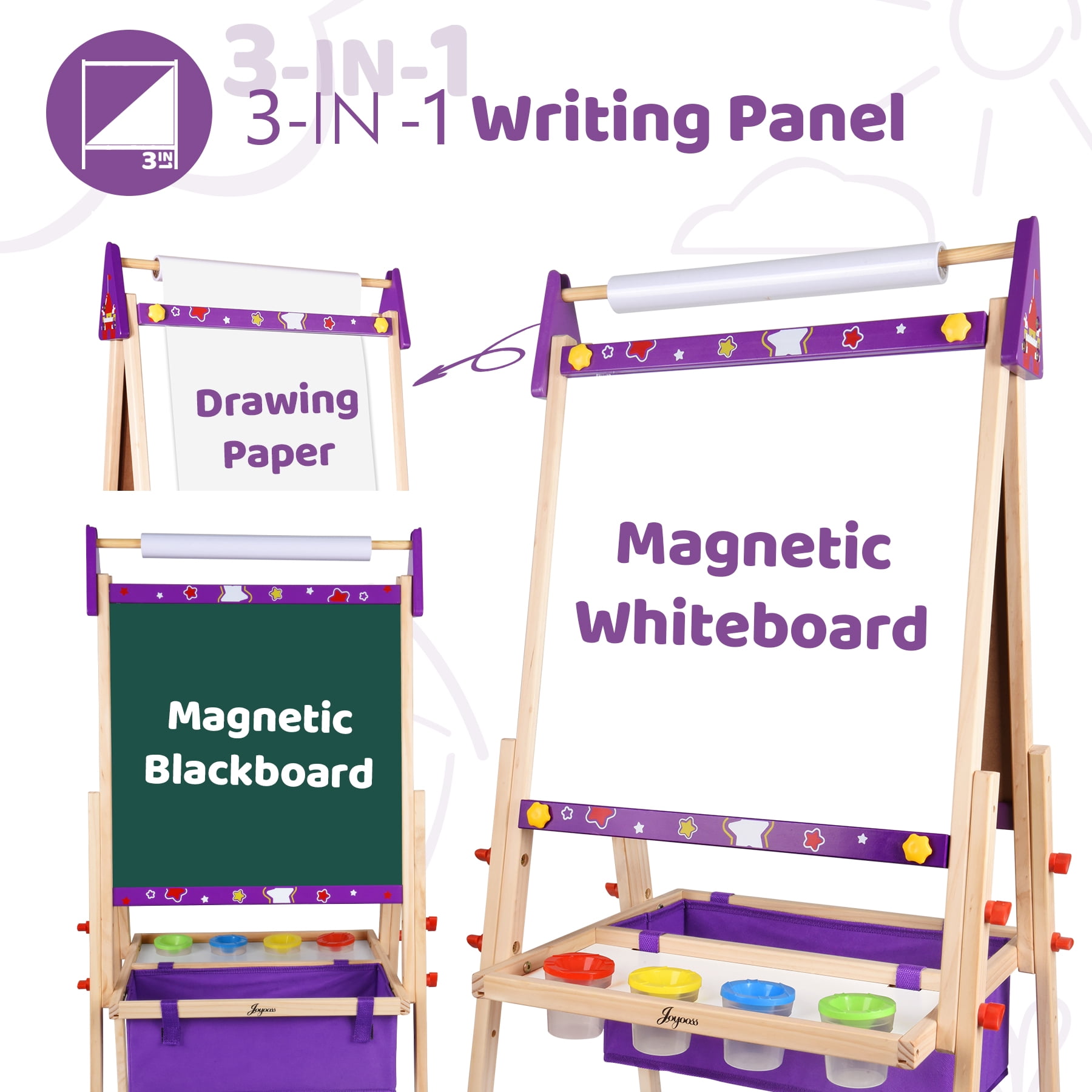 JOYOOSS Kids Double-Sided Wooden Art Easel with 98+ Accessories JOY131