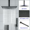 thumbnail image 5 of Kichae 16" Ceiling Mounted Pressure Balancing Rain Shower Head Set Matte Black, 5 of 6