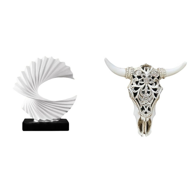 Estatua De Cabeza De Vaca Ondulada, Escultura Abstracta De Resina, Adorno Para Dormitorio, Sala De Estar, Oficina, Casa De Campo, Obra De Arte Para Colgar En La Pared, Regalo