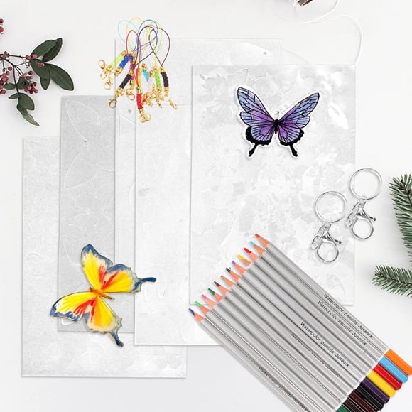 SHOWERORO Shrink Paper Keychain Kit Assorted Color Different Sizes For Diy Projects 1 Set