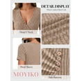 thumbnail image 4 of MOYIKO Wrap Tee Shirt for Women V Neck Ribbed Tops Lightweight Stretch Slim Fit Side Button Blouse Light Coffee T-Shirt XS, 4 of 7