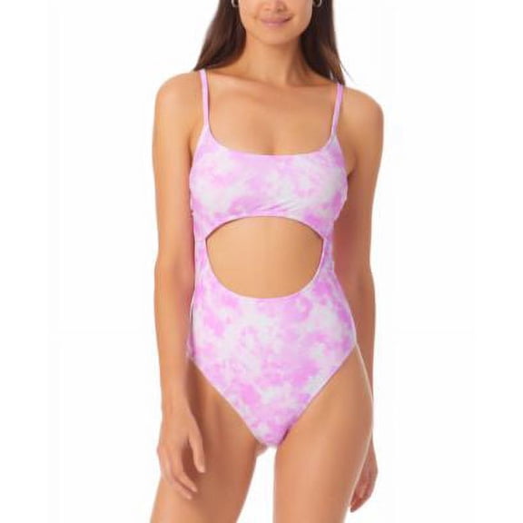 $40 California Waves Juniors Printed Cutout One-Piece Swimsuit Womens Pink Small