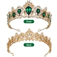 thumbnail image 3 of Miangastore Couronne Baroque de Mariée Rétro Coiffe de Mariage Accessoires de Cheveux pour Femmes (Vert et Doré), 3 of 9
