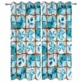thumbnail image 4 of Outdoor Curtains for Patio Waterproof Teal Floral Leaves Indoor/Outdoor Curtain Tiebacks Ethnic Style Lattice Privacy Curtain Sun Block Grommet Drapes for Pergolas Gazebo Porch 2 Panel 54x108 Inch, 4 of 9