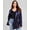 Midnight, variant on Trendy Plus Size One-Button Satin Blazer Black 1X