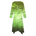 thumbnail image 4 of Long Dress with Sleeves,Summer Casual Dress,Ladies Fashion Printed Long Sleeved Round Neck Casual Irregular Dress, 4 of 5