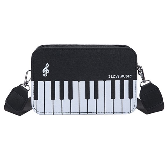 Ladies Stylish Piano Note Handbag Shoulder Purse PU Leather Crossbody Bag For Music Lover And Fashion Enthusiasts
